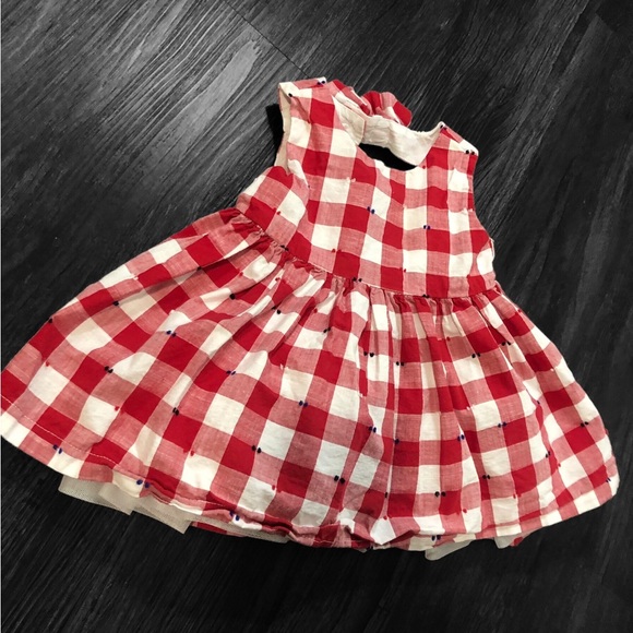 The Children's Place Red & White Checkered Design Baby Girl Dress size 6-9 month - Picture 2 of 7